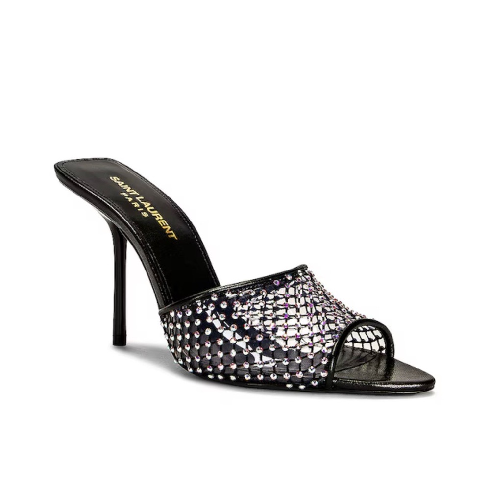 Saint Laurent Black and Silver Studded Mules size 37.5